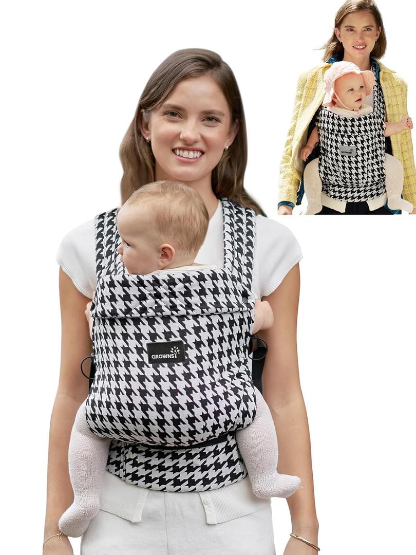 GROWNSY Baby Carrier Newborn to Toddler, Lightweight Ergonomic 7-44 lbs Newborn Carrier with Head Support, Easy to Wear Hands Free Infant Carrier for 0-36 Months, Houndstooth