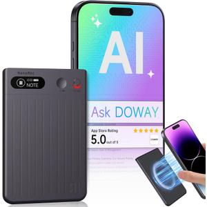 AI Voice Recorder, 64GB Audio Note Recorder  73H Battery, USB-C Fast Charge, Magnetic Clip, 118-Language Transcription, AI Noise Cancellation, App Control, for Lectures, Meetings, Calls- Gray