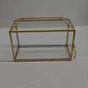 12.6" Glass Card Box Wedding Card Box with Lock for Wedding Reception Cosmetic Home Decor, Handmade Large Geometric Terrarium with Hinged Lid, Brass Frame - (Golden/Roof)
