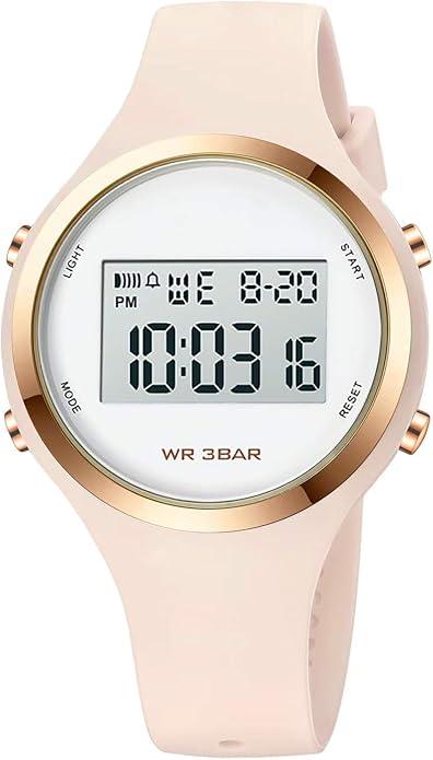 XCZAP Outdoor Sport Watches Alarm Clock 5Bar Waterproof LED Digital Watch (Off White-White-2)
