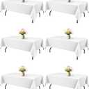 Niuara White Rectangle Table Cloth - 6 Pack, 60" x 84" Washable Polyester Tablecloth for 5FT Tables, Wrinkle-Resistant Table Cover for Weddings & Parties