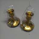 Brass Gold Taper Candle Holders Set of 2, Vintage Metal Candlestick Holders for Dinner Room Table Centerpiece or Mantel Wedding Party Decor