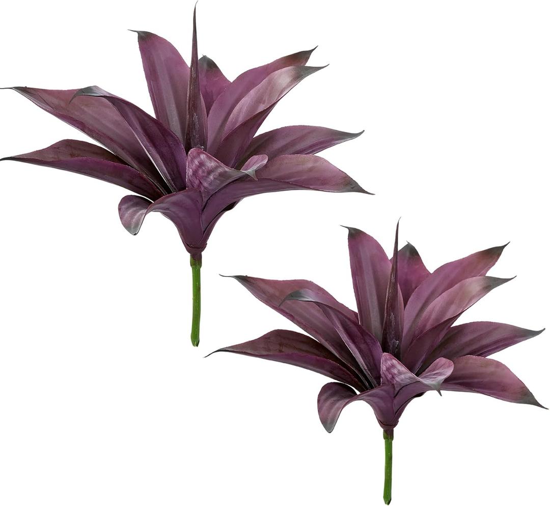 Fake Plants Artificial Agave Plants IndoorUV Resistant Fake Agave Planters Outdoor Decorating Artificial Plants for Outdoors Decor Agave (2Pack,12.6'Purple) Spring Decorations for Home