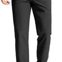 Men's Golf Pants - 30"/32"/34" Slim Fit Stretch Lightweight Dress Pants for Men with Zipper Pockets Casual Work (Black)