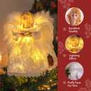 JOYIN 9'' Angel Christmas Tree Topper with Lights, Battery Operated Lightweight White Angel Treetop, Illuminated Ornament for Christmas Tree Decorations, Family, Indoor Home & Xmas Party Decorations
