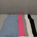 BQTQ 5 Pack Women's Tank Tops Square Neck Sleeveless Ladies Tank Top Undershirts (Large, Black, White, Gray, Blue, Rose Red)