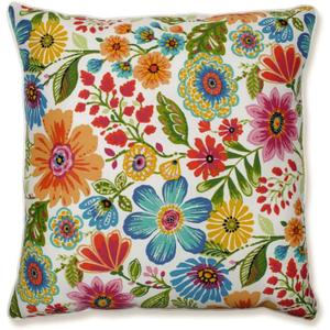 2 Pcs Pillow Perfect Bright Floral Indoor/Outdoor Accent Throw Pillow Plush Fill, Weather, and Fade Resistant, Floor - 25" x 25", Blue/Purple Gregoire