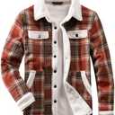 Fozexi Women's Sherpa Lined Jackets Sherpa Turn-Down Collar Warm Winter Fleece Flannel Jacket for Women Trendy 2XL