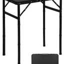 LOFTEY Small Folding Camping Table, 2ft Aluminum Portable Folding Table, 3 Adjustable Heights | Portable Handle | Lightweight for Travel & Outdoor, 23.6" x 15.7" x 27.5"H, Black