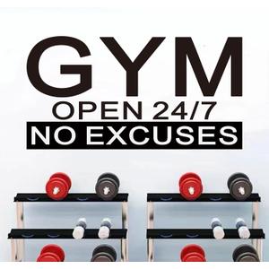 SEATUNE X-Large Gym Wall Stickers - Inspirational Quotes Motivational Fitness Wall Decals - Bedroom Gym Garage Home Vinyl Art Wall Decor - Gym Open 24.7 No Excuses 36.2"X19"