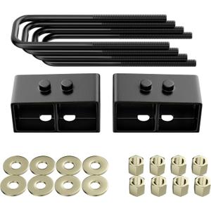 Richeer 3 Inch Lift Block Compatible With 2004-2020 F150 2WD and 4WD, 3'' Rear Leveling Lift Kits with Extra Long Extended Square U-Bolts Forged Rear Strut Spacers Raise Your Pickup By 3"
