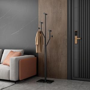  Freestanding Coat Rack Tree-shaped Metal Coat Tree with Heavy Duty Marble Base Corner Clothing Rack for Bedroom Entryway Hallway 14.96 x 10.24 x 68.9 Inches (Black)
