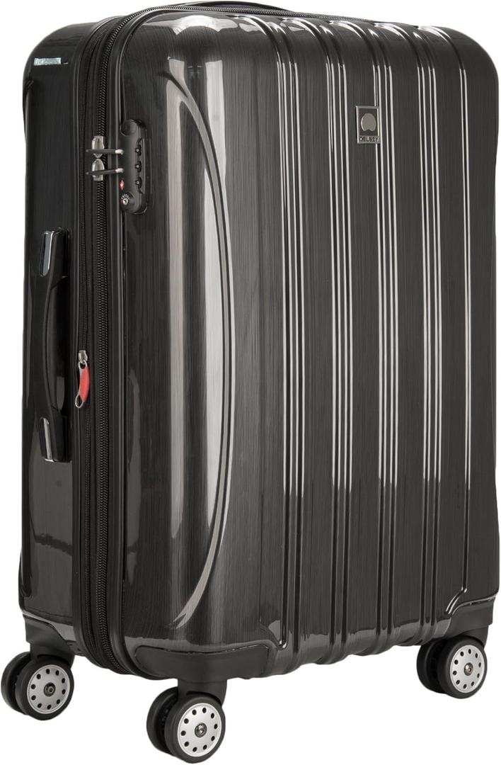 DELSEY PARIS Titanium Hardside Expandable Luggage with Spinner Wheels Checked Luggage, Charcoal, Checked-Medium 24 Inch