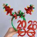 Christmas Hair Band Red Tree Head Band with Red Green Ribbon Holly Design Red 2026 Glasses Photo Props for Women and Girl Hair Accessories for Christmas Party or Festival Decoration Wear 2PCS
