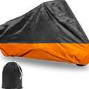 Motorcycle Cover Waterproof for Harley for Ultra Classic Davidson, Large for Street Glide for Electra for Touring FLHTCU for Road King for GL for Honda for Goldwing Outdoor Weather (Black Orange)