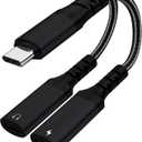 USB C Splitter 1 in 2 Out HiFi Audio Adapter, Dual USB C Headphone and Charger Adapter Support Call PD 60W Charge for iPhone 17/16 / 15 Series, MacBook, iPad, Galaxy S25 / S24 and More Black