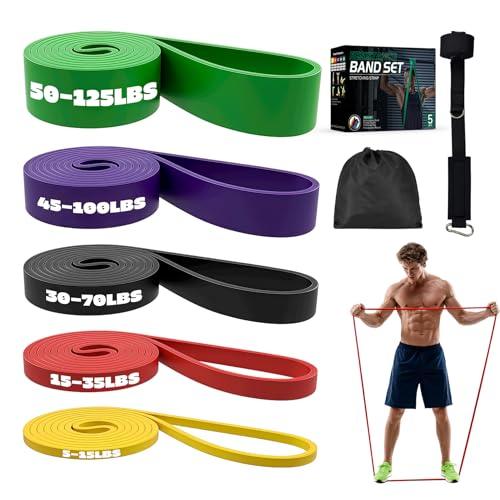 Adostob Resistance Bands Set with Door Anchor, Multi-Levels Pull Up Assistance Bands, Exercise Bands for Working Out, Stretching, Muscle Training, Physical Therapy (Men/Women)
