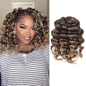 Toyotress Ocean Wave Crochet Hair - 9 Inch 8 Packs Ombre Blonde Ocean Wave Braiding Hair, Beach Curl Deep Twist Synthetic Braiding Hair Extensions (9 Inch, 8P-T4/27)