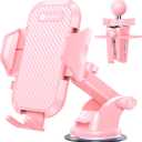 VICSEED Pink Phone Holders for Your Car, [True Military-Grade Shockproof Strongest Suction Power], 3-in-1 Dashboard Windshield Vent, Truck Boat Stand Cell Phone Mount for iPhone Android All Phones