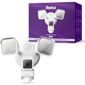 Roku Floodlight Camera for Home Security, Wired Outdoor Security Camera with 270 1080p HD Night Vision, Dimmable Floodlights, Motion & Sound Detection, Remote Monitoring, 90-Day Subscription Included