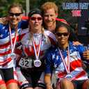 24 Pcs 10K Running Medals Bulk 2'' Race Medallion Trophy Award with Blue Whit Red Ribbons Labour Day Supplies for Race Walk Tournaments Match Sports Competition