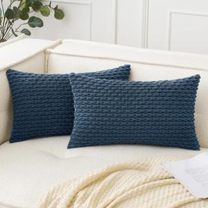 Kevin Textile Outdoor Waterproof Throw Pillow Covers Pack of 2 Farmhouse Decorative Cushion Covers for Garden Patio Tent Balcony Bench Couch Sofa 12x20 Inch, Teal (Pack of 2)