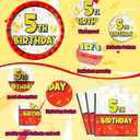 96PCS Cartoon Lighting Bolts Birthday Decorations Serve 24 Guest | Red White Yellow Lighting Bolts Happy 5th Tableware Supplies Cartoon Plates Napkins Forks for Birthday Party Table Decoration