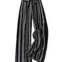 WDIRARA Women's Boho Geometric Striped Straight Leg Pants Tie Knot Elastic Waist Trousers Black Small