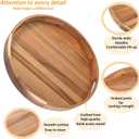 Wooden Serving Tray with Handles 22 Inch Extra Large Round Ottoman Tray Acacia Large Wood Trays Ottoman Living Room Wooden Trays