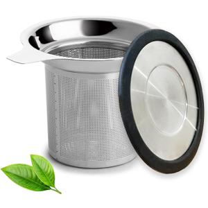 Tea Infuser, Extra Fine Mesh Tea Strainer with Silicone Lid, 304 Stainless Steel Tea Infusers for Loose Tea, Tea Steeper Basket Filter for Teapot, Mug, Cup