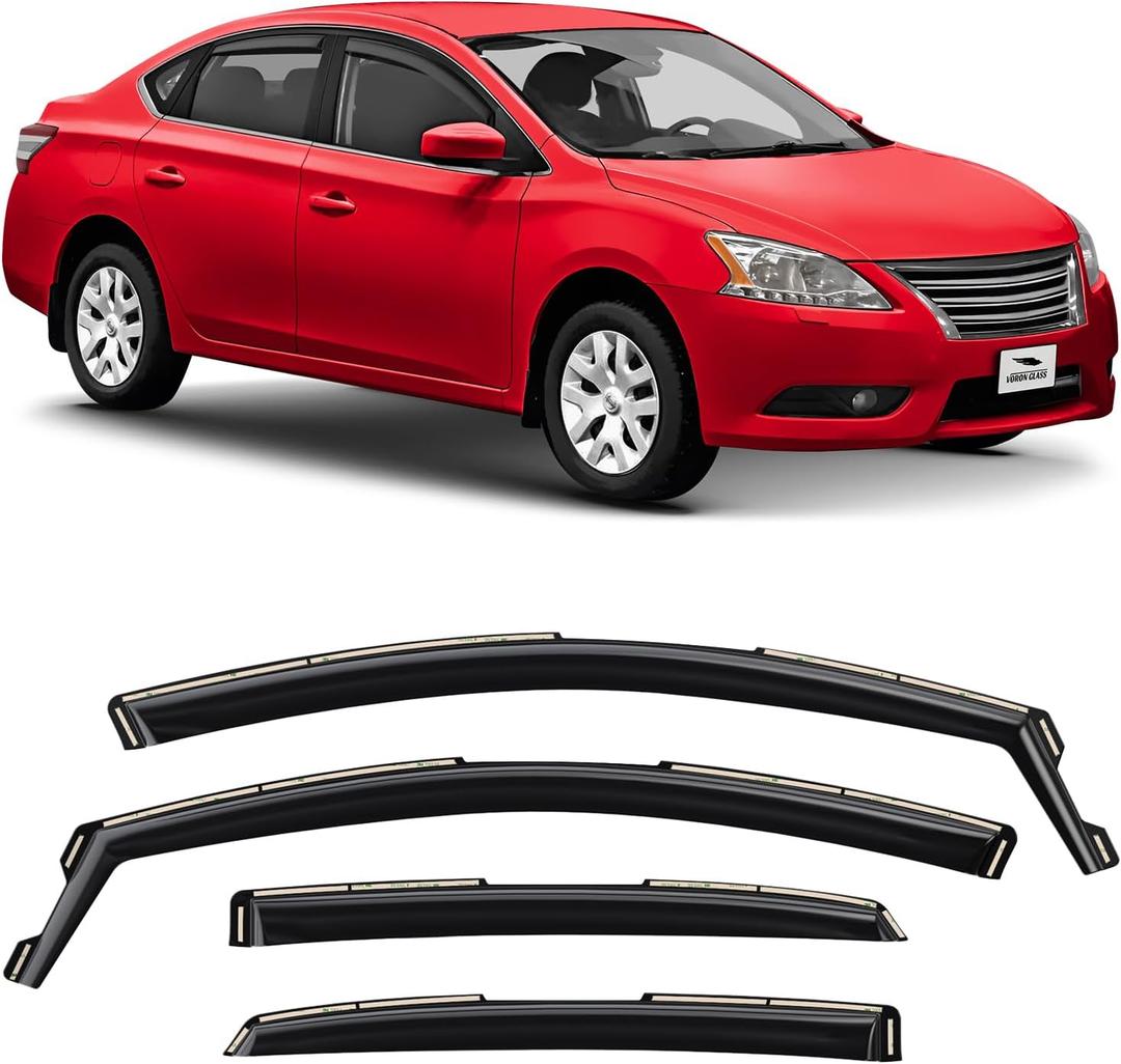 Voron Glass in-Channel Extra Durable Rain Guards for Nissan Sentra 2013-2019, Window Deflectors, Vent Window Visors, 4 Pieces - 220234