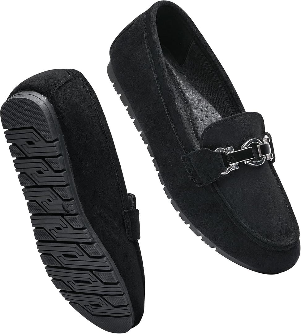 VERDASCO Women's Loafers Comfort Slip-Ons Flat Work Shoes Casual Moccasins Penny Loafers Lady Dress Shoes (Size 8)