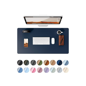 wisfox mouse pad, leather desk pad protector, office desk mat, non-slip pu leather desk blotter, laptop desk pad, waterproof desk writing pad for home office decor(blue, 31.5" x 15.7")