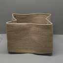 OIAHOMY 75L Large Woven Cotton Rope Storage Basket with Handle for Organizing Blanket and Toys for Living Room, Nursery, Brown Variegated 22x17x12