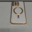 Magnetic for iPhone 16 Pro Max Case with Privacy Screen Protector & Full Camera Cover,[Non-Yellowing] Plating Glossy Soft Shockproof Clear Phone Case with MagSafe Women Girls for 16 ProMax,Gold