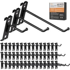 INCLY 2/4/6 Inch Gridwall Hooks, 60 Pack Heavy Duty Black Display Hooks for Grid Wall Panels, Grid Wall Accessory for Storage Display Clothes in Retail Shop Garage