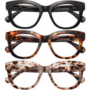 Reading Glasses for Women Men Square Oval Readers with Spring Hinge Anti UV Glare