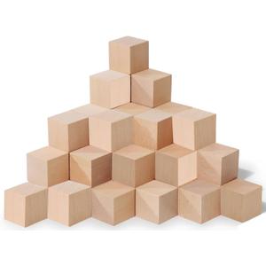 Cheardia 30 Pack 2 Inch Wooden Blocks for Crafts, Unfinished Wood Cubes Square Blank Block for Crafts Making, DIY Decor