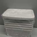 AREYZIN Plastic Storage Baskets With Lid Organizing Container Lidded Knit Storage Organizer Bins for Shelves Drawers Desktop Closet Playroom Classroom Office, White, 6 Pack