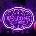 Horseneon Welcome Foolish Mortals Christmas Neon Sign Haunted Mansion LED Wall Decor for Door Mab Cave Light Horror Movie Parties & Themed Bars Spooky Effect Christmas Gifts (Brain Disciplines)