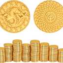 50 PCS DND Fantasy Metal Gold Coins & Leather Pouch for Dungeons & Dragons Novelty Tabletop RPG Board Games Tokens Treasure Coins for Party Tablelap Games Accessories Addons Medieval Game