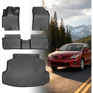 Floor Mats for Toyota Corolla 2009 2010 2011 2012 2013, for Corolla Standard,LE,S XLE,XRS,L,LE/S Special Edition Floor Mats, Front Rear Mats &Cargo Mat, TPE Anti-Slip Summer Winter Car Accessories