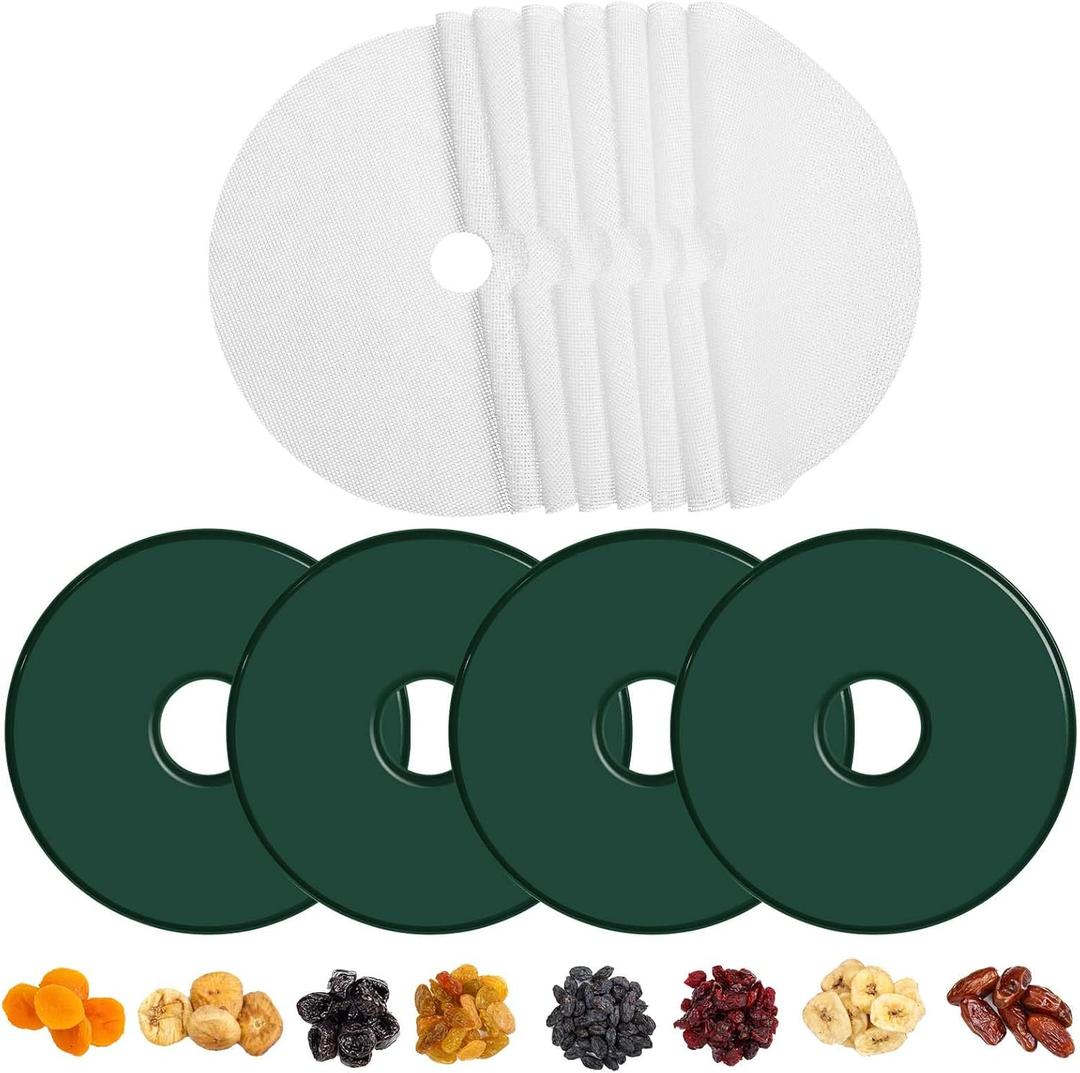 Domensi 12 Pcs Round Dehydrator Sheets Non Stick Silicone Dehydrator Mats with Edges Reusable Roll Tray Liner for Fruit Meat Beef Kitchen, 13 12.5 Diameter