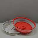 2 Pack Collapsible Microwave Splatter Cover, Vented Microwave Lid with Hook Hole, Splatter Guard for Plate Dish Bowl, Vegetable Fruit Colander Multi-function Kitchen Gadget, (Grey & Red)