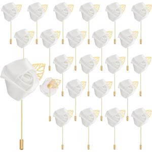 uxcell 24pcs Pure White Rose Boutonnieres Flower Buttonholes Pocket Boutonnieres Pins for Wedding Ceremony Anniversary Prom Formal Dinner Party uxcell 24pcs Pure White Rose Boutonnieres Flower Buttonholes Pocket Boutonnieres Pins for Wedding Ceremony Anniversary Prom Formal Dinner Party