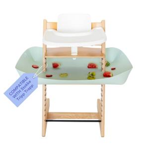 CATCHY -Food Catcher-Compatible with Stokke Tripp Trapp High Chair +11 Other High Chairs-Highchair Sold Separately-Baby & Toddler Food & Mess Catcher-Premium Linen Inspired -Under High Chair Accessory (For Stokke Tripp Trapp, Eucalyptus)