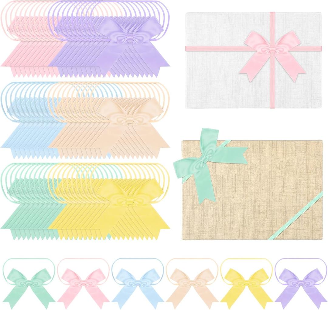 Zeyune 60 Pcs Mother's Day Elastic Bows 4 Inch Assorted Premade Craft Bows Soft Stretch Loops with Ribbon Knots for Mother's Day Wrapping Party Boxes Decoration Supplies Crafts Gifts(Sweet Style)