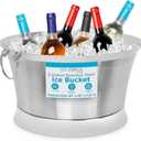 BIRDROCK HOME Double Wall Beverage Tub - Stainless Steel Ice Bucket, Metal Drink Cooler with Handles, for Parties & Events, Decorative Beverage Chiller - Large