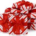 Fullhawl 12 Pcs Christmas Gift Card Holder Boxes with Bow Xmas Greeting Card Present Wrap Boxes Money Holders Party Favor Decor for Wedding Xmas Party Supplies Decorations(Red White Striped)