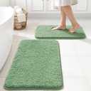 MIULEE Sage Green Bathroom Rugs Set 2 Piece, Soft Absorbent Microfiber Bath Mat Set, Non Slip Quick Dry Machine Washable Plush Shaggy Bath Rugs for Bathroom Floor, Tub and Shower, 16x24 inches